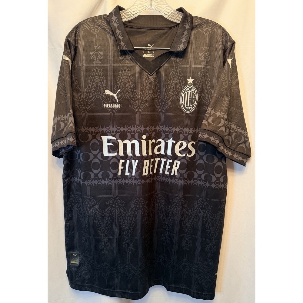 Puma AC Milan x Pleasures 2023-24 Fourth Jersey Size XL Black Gray Licensed